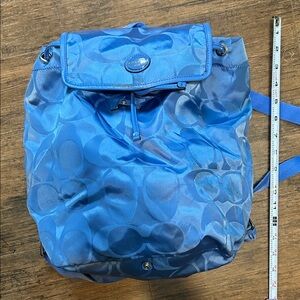 Coach Signature Pattern Blue Backpack
